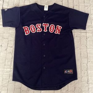 Majestic MLB Boston Red Sox Ladies Navy Blue Baseball Jersey XL - Made in USA